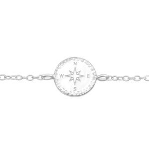 Compass Bracelet | Dainty Sterling Silver Adjustable | Travel Adventure Gift